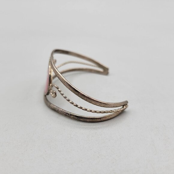 Alpaca Mexican Silver Butterfly Inlay Cuff Bracelet Abalone Mother of Pearl - Picture 2 of 7